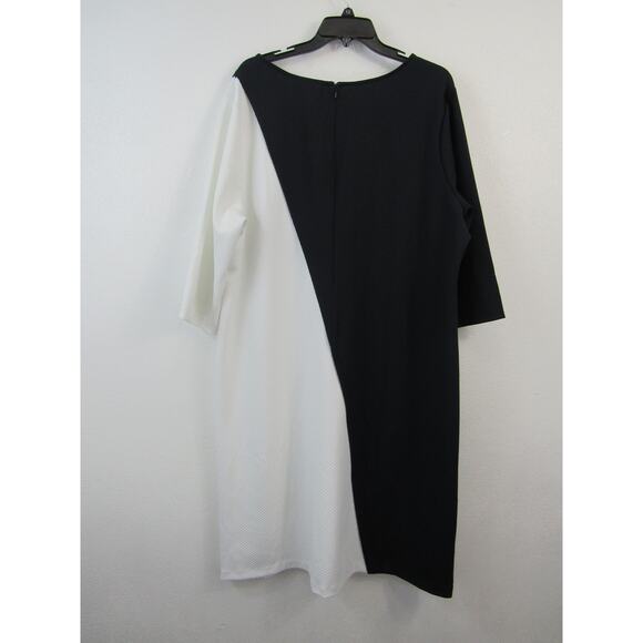 Jessica London White Black Trim 3/4 Sleeve Mid Maxi Overlay Dress Women's 26 - Picture 5 of 6